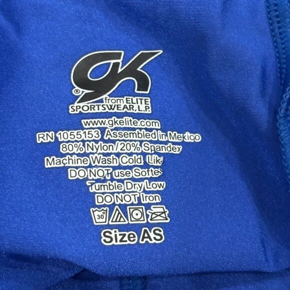 GK Elite Blue Gymnastics Shorts AS Nylon/Spandex Blend - Picture 3 of 3